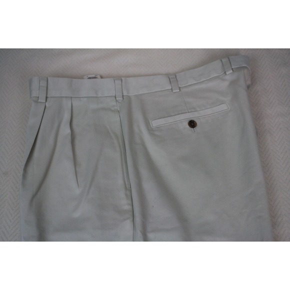 BROOKS BROTHERS Pant Advantage Chino All Cotton Pleated Cuff Beige Tan W40/L34 - Picture 9 of 9